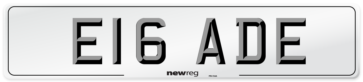 E16 ADE Number Plate from New Reg
